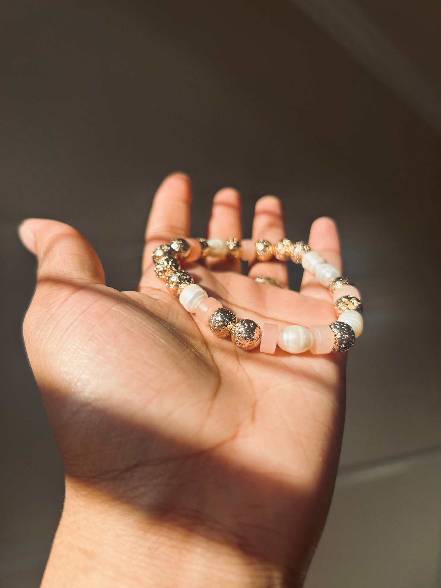 Bracelet Pink Gold Pearls