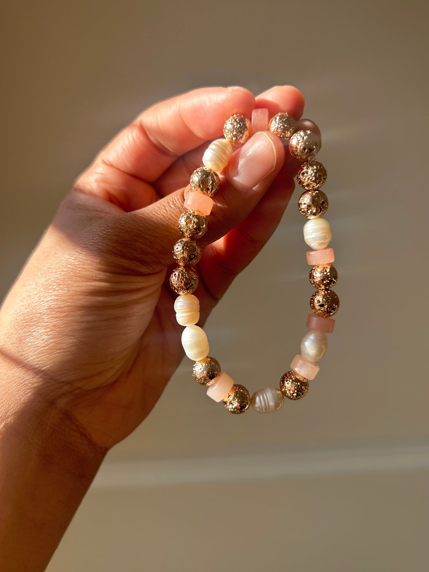 Bracelet Pink Gold Pearls