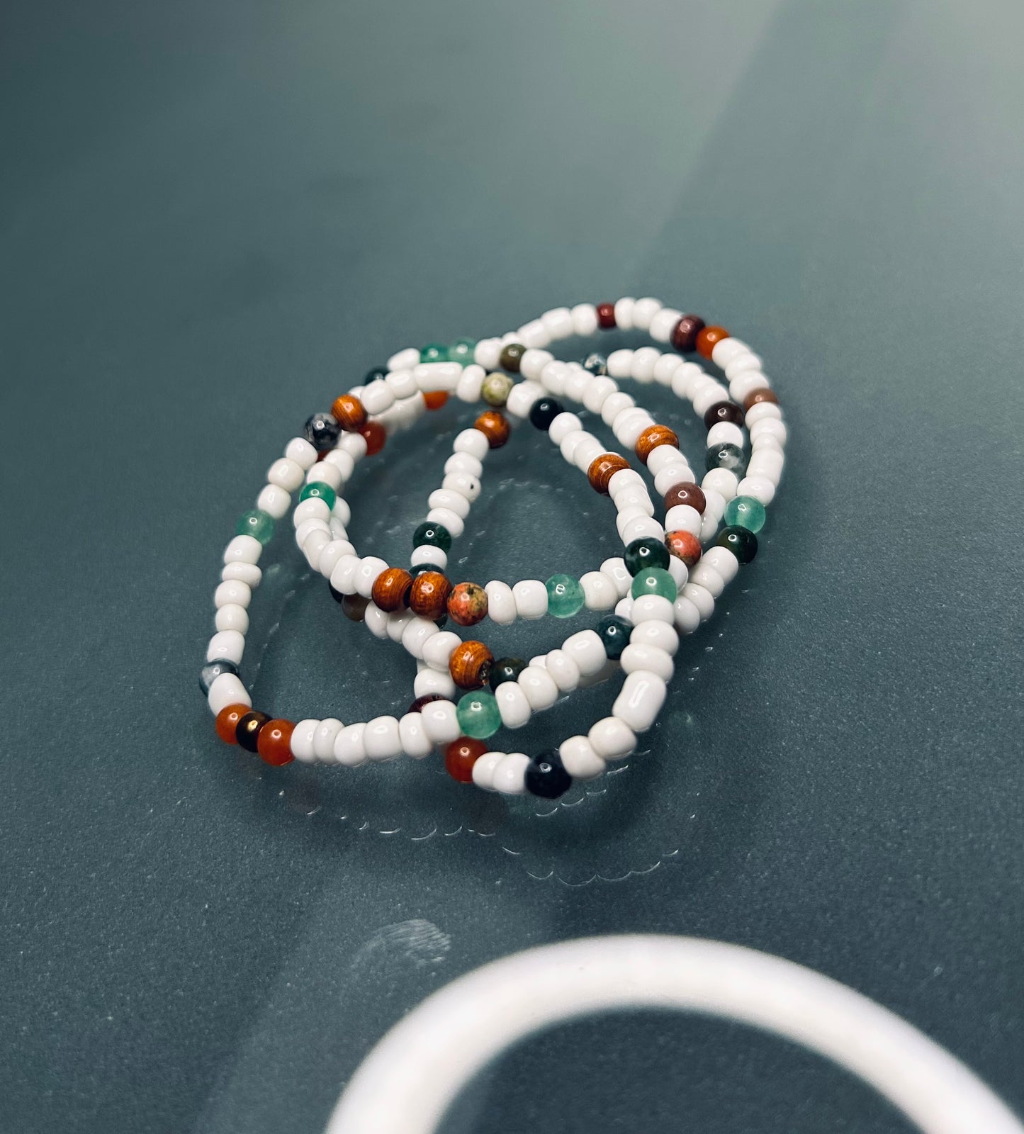 Waistbead(elastic) White Rain