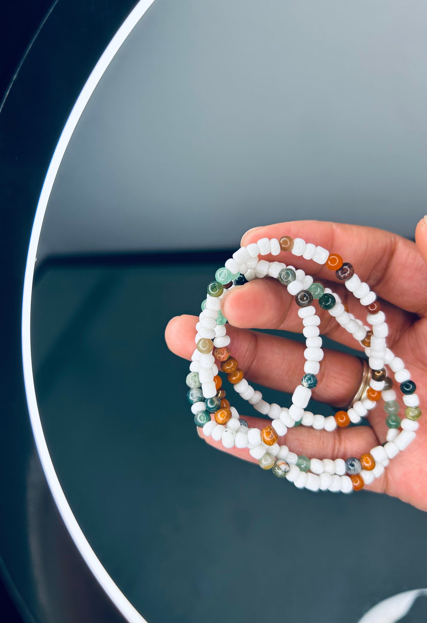 Waistbead(elastic) White Rain