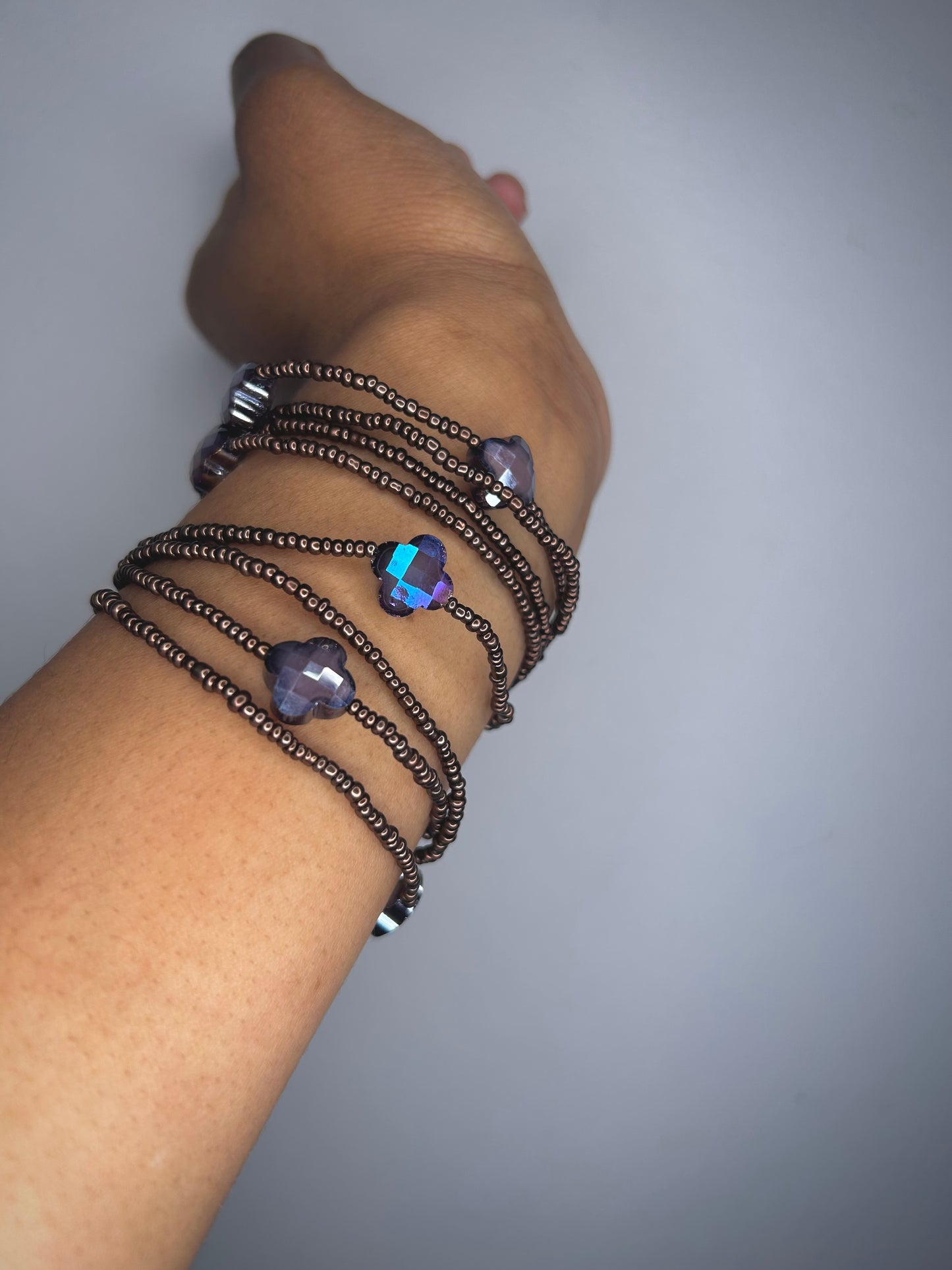 Bracelet Long Loop Purple Charms