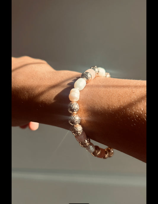 Bracelet Pink Gold Pearls