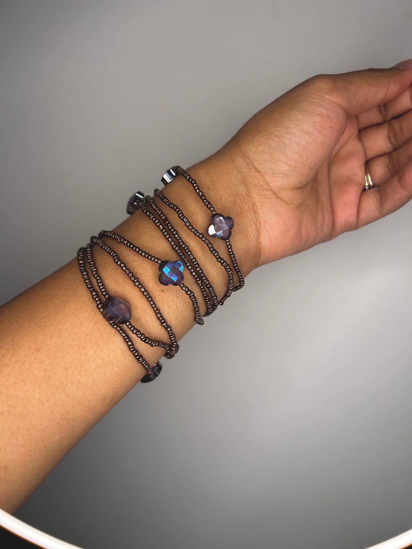 Bracelet Long Loop Purple Charms