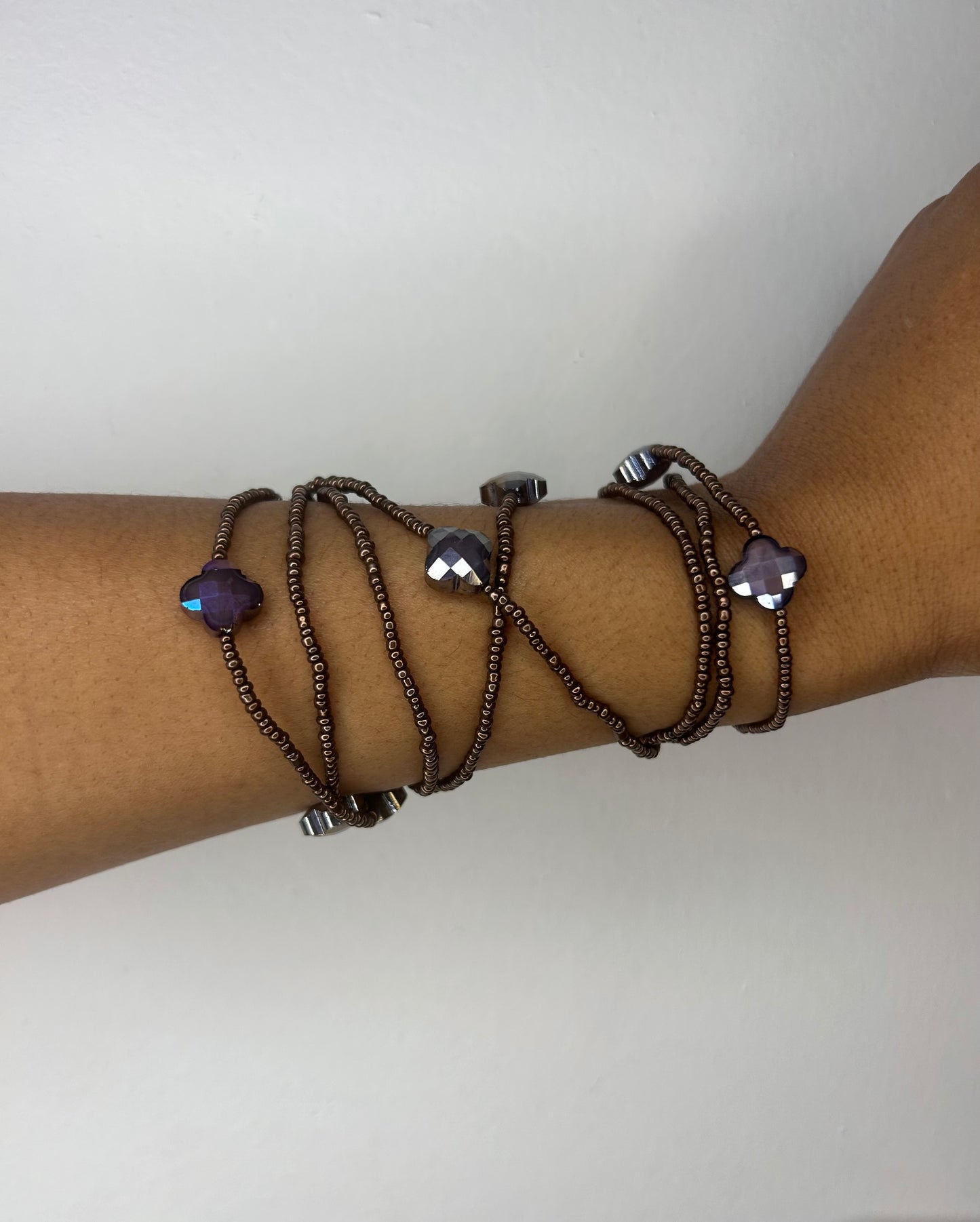 Bracelet Long Loop Purple Charms
