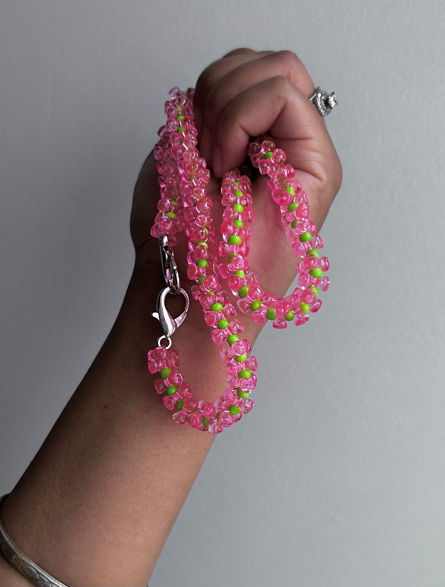 Necklace (pink and green)