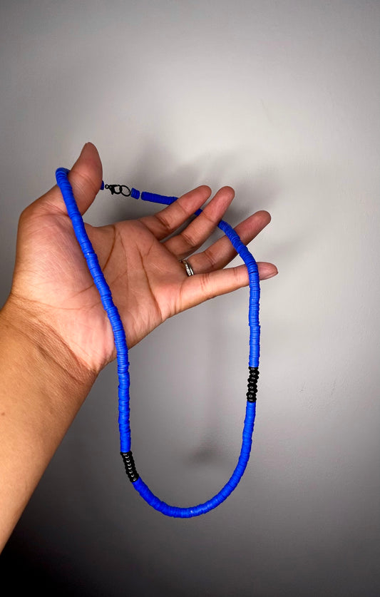 Necklace Blue Barrel Short
